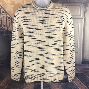 Zara Ivory and Blue Marled Crewneck Sweater